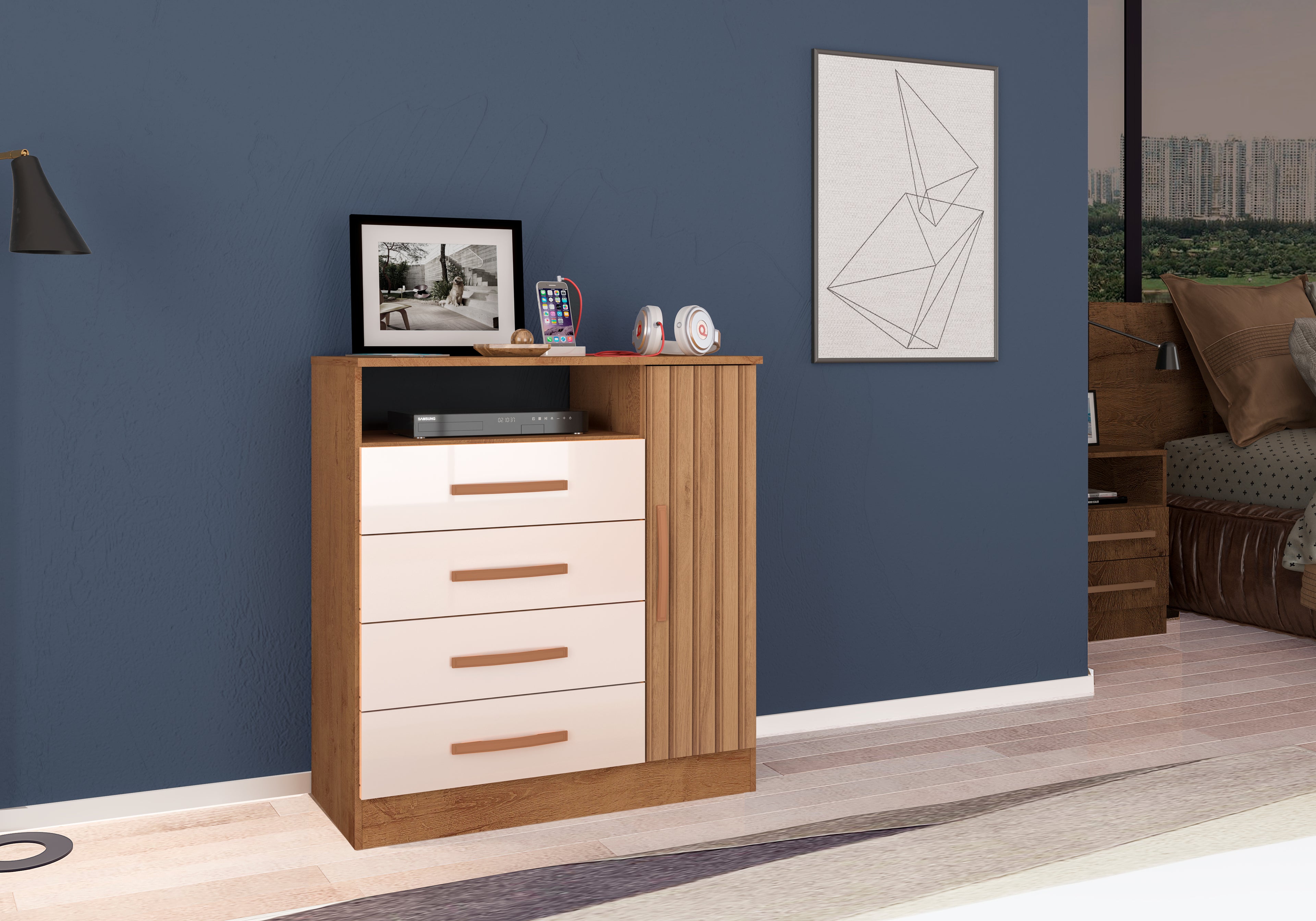 Cômoda Delta 1 Porta 4 Gavetas - Móveis furniture