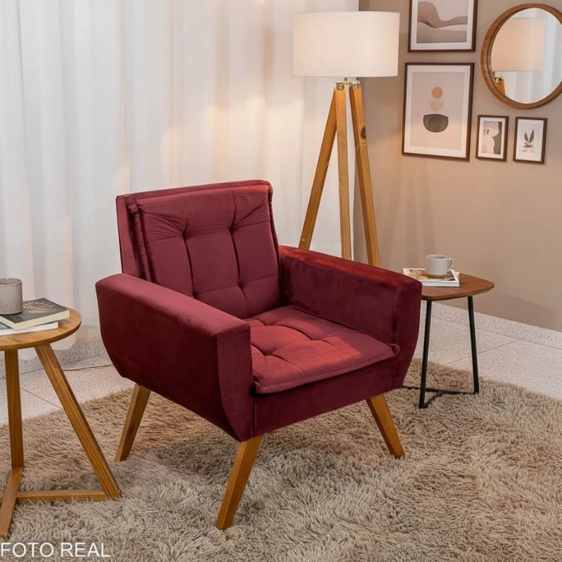 Poltrona Camila Veludo Bordô