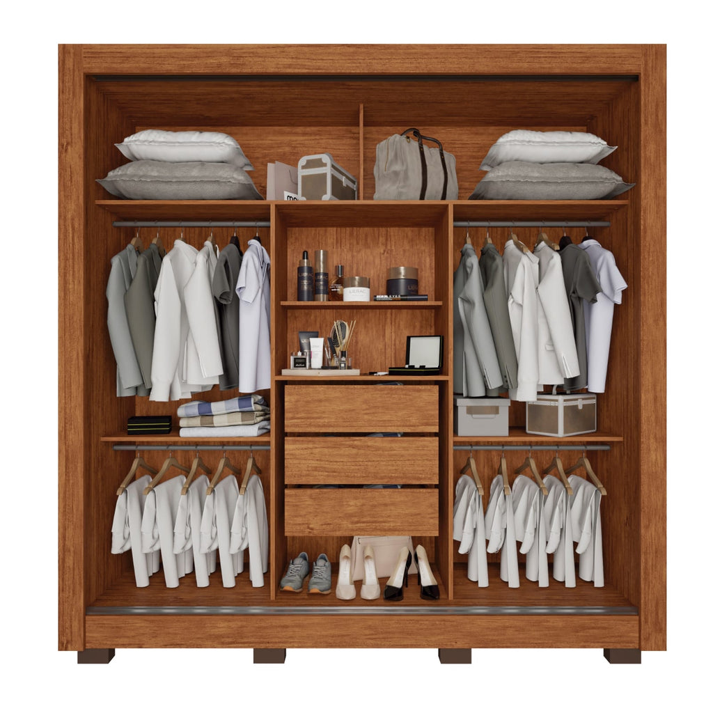 Roupeiro Cannes 3P com Espelho Wengue Naturale Imop - Móveis furniture