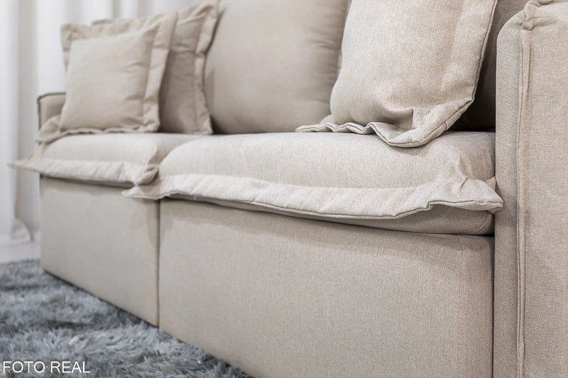 Sofá Retrátil Reclinável Lima Linho Bege A57 Larg. 2.00m - Sem Caixa