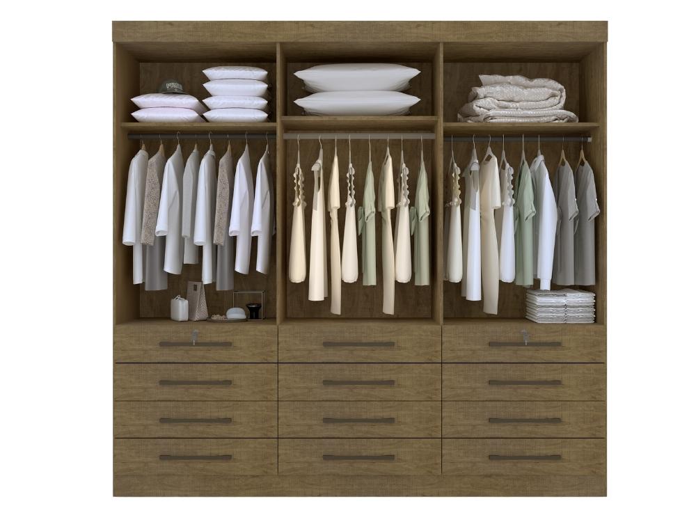 Guarda-Roupa Mônaco 6 portas e 12 gavetas – Ipê - Móveis furniture