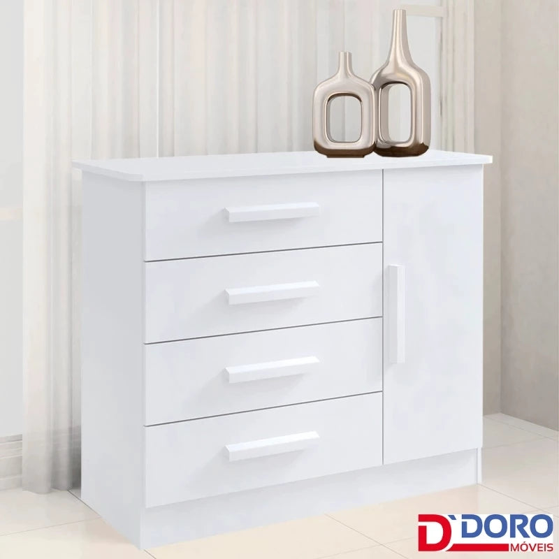 Cômoda Firenze Branco 4 Gavetas e Sapateira Larg. 1.10m - D Doro