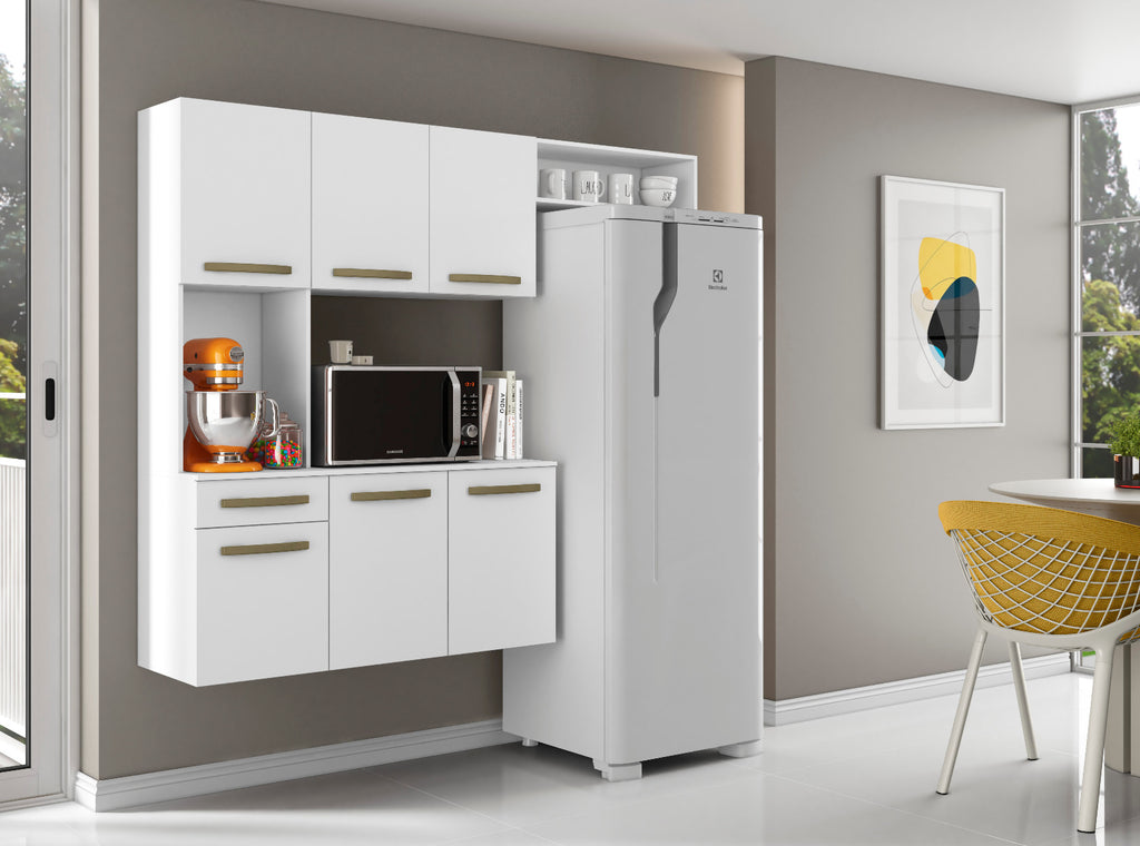 Cozinha Compacta Carol 6P1G com Balcao Branco Aramoveis - Móveis furniture
