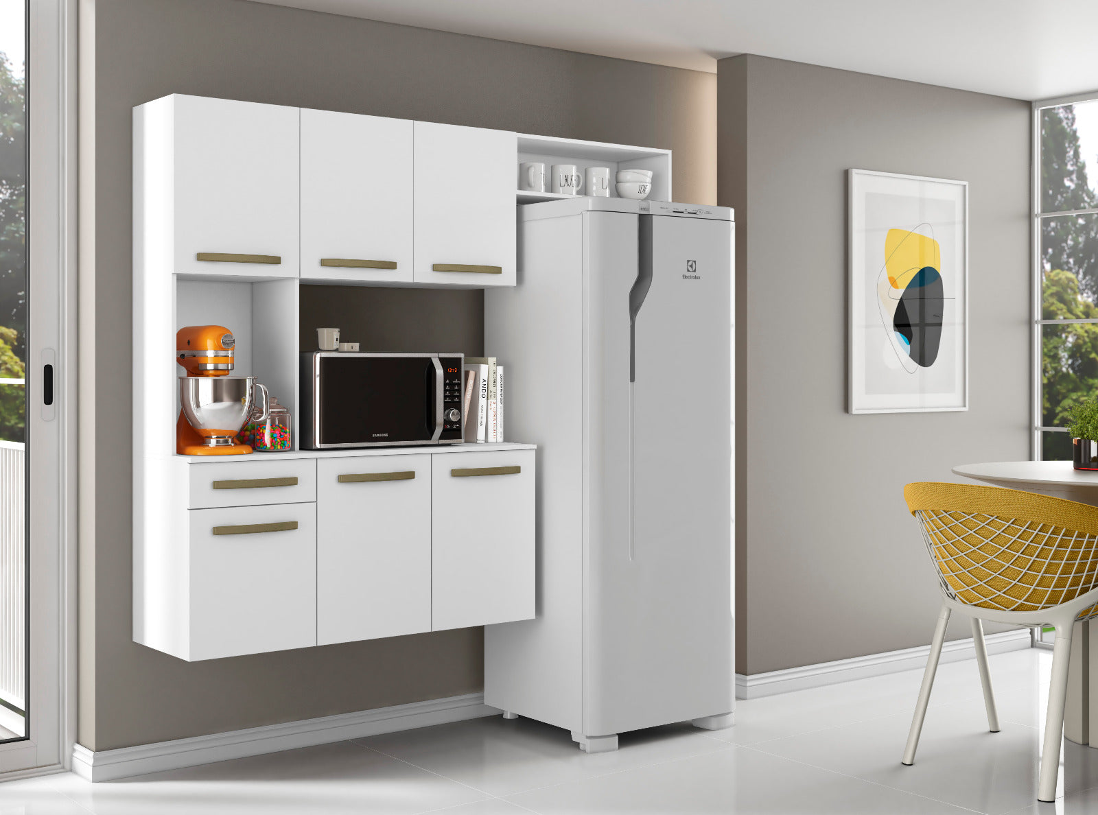 Cozinha Compacta Carol 6P1G com Balcao Branco Aramoveis - Móveis furniture