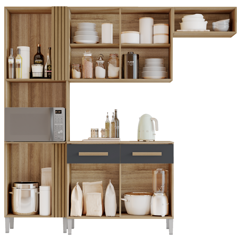 Cozinha Juma 2,10 m Atacama/Grafite – ARAMÓVEIS