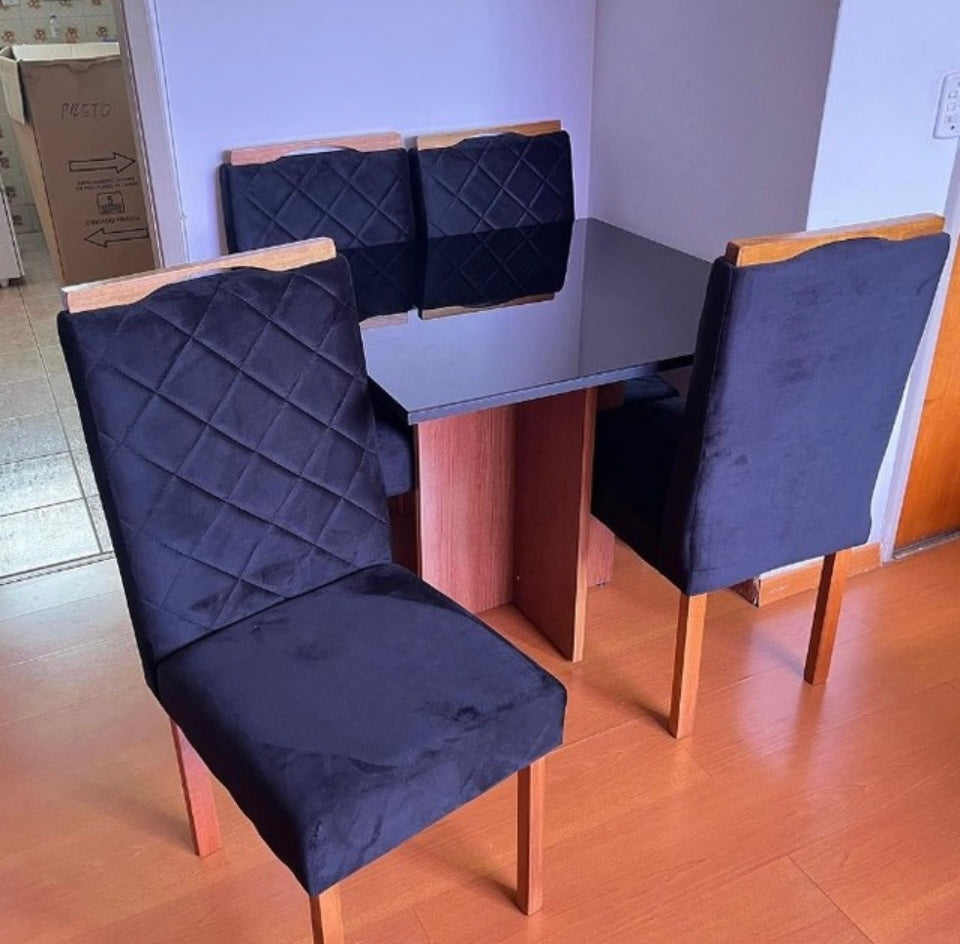 Mesa de Jantar Los Angeles 0.90×0.90 Com 4 Cadeiras Califórnia – black - Móveis furniture