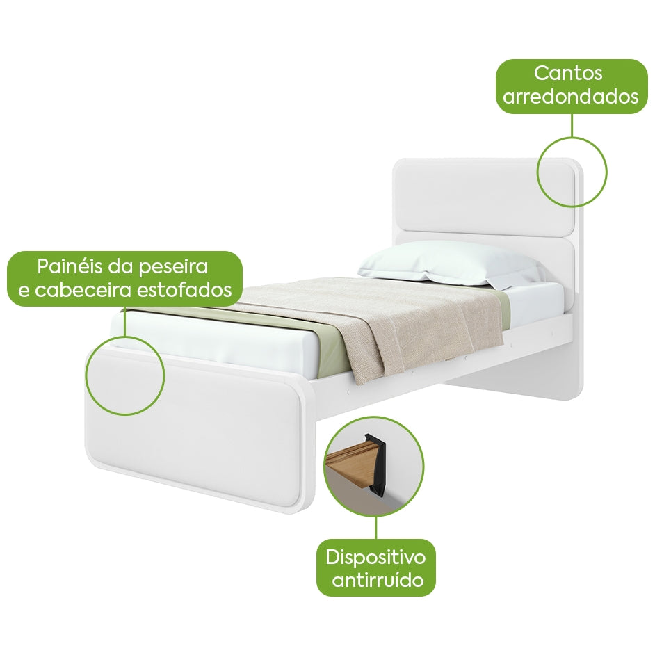Cama Solteiro Loop Branco – LOPAS