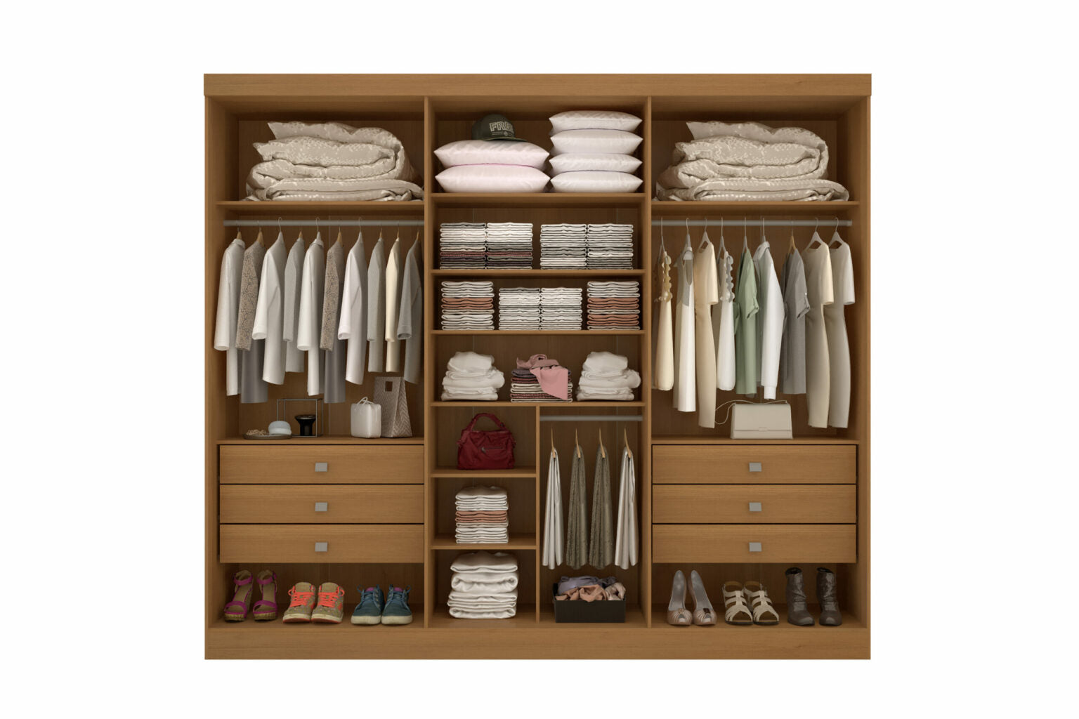 Guarda-Roupa 6 Portas Da Vinci 2,75 m Cinamono/Off White – D’DORO MÓVEIS