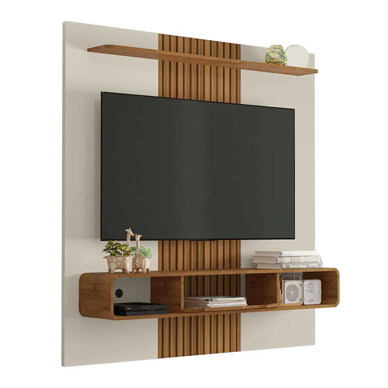 Painel Lisboa Ripado 3D Larg. 1.58m Off/Nature Bechara - Móveis furniture