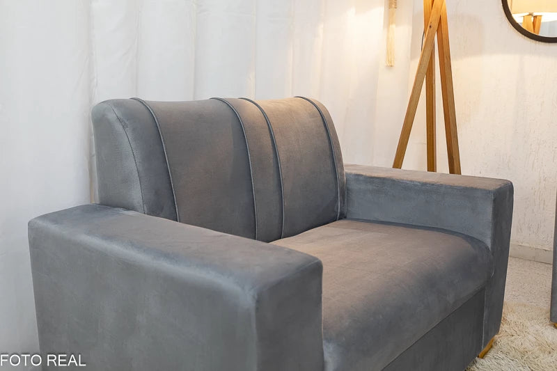 Sofá 3 e 2 lugares Maceió Veludo Cinza/prata - Móveis furniture
