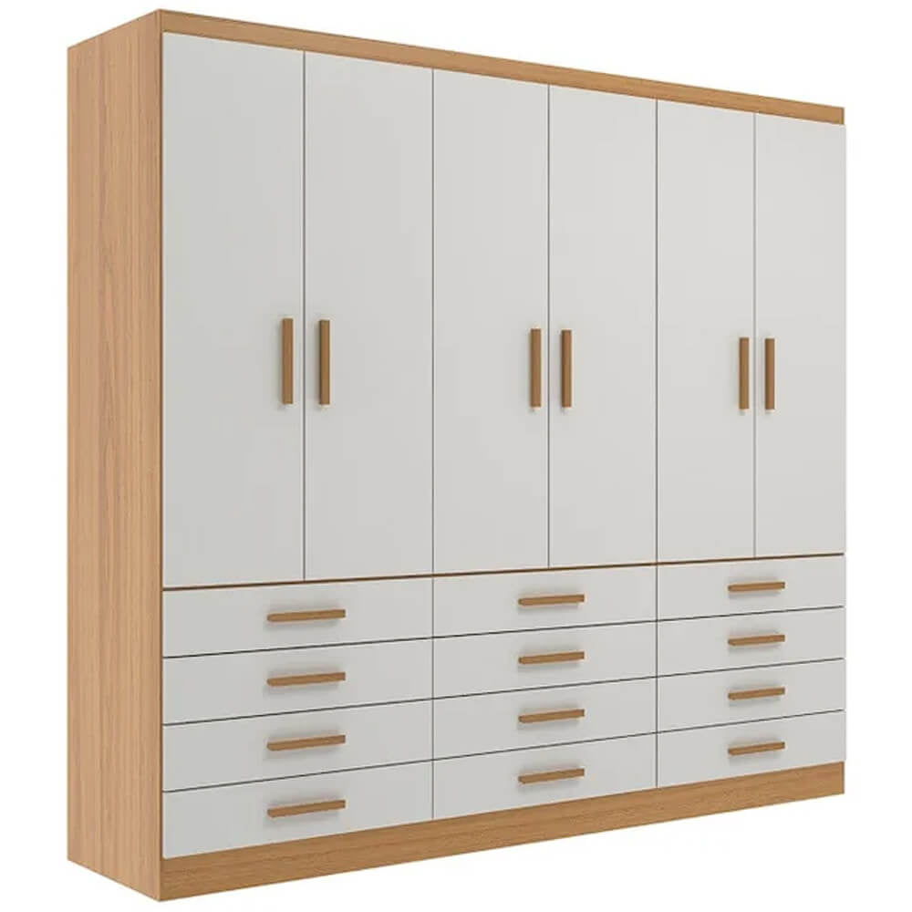 Guarda Roupa New Monaco Casal 6 Portas 12 Gavetas Evidencia - Móveis furniture