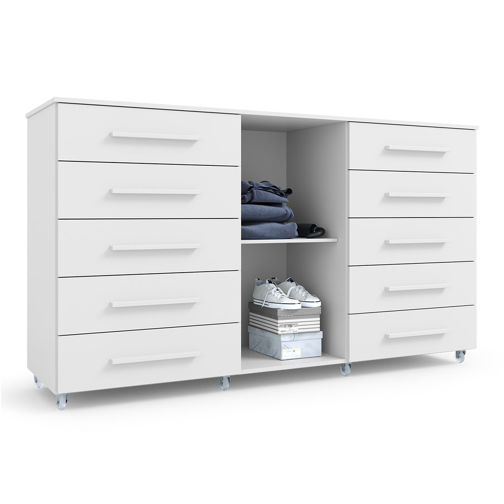 Cômoda 10 Gavetas com Sapateira Imperial Branco – BATROL MÓVEIS