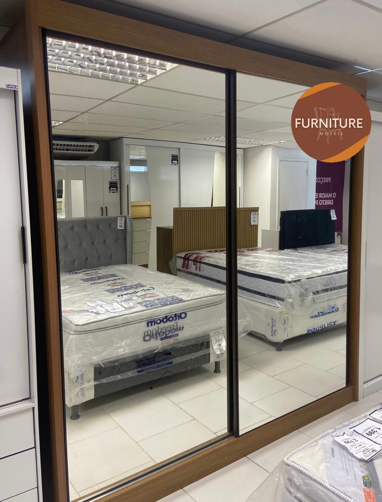 Guarda Roupa Casal Espelhado 2 Portas 6 Gavetas Las Vegas- D’Doro - Móveis furniture