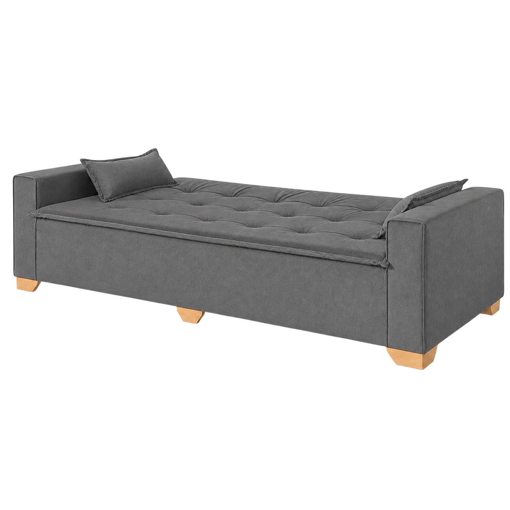 Sofá Cama Canadá 2,18 m Veludo Cinza 195 – TOP ESTOFADOS
