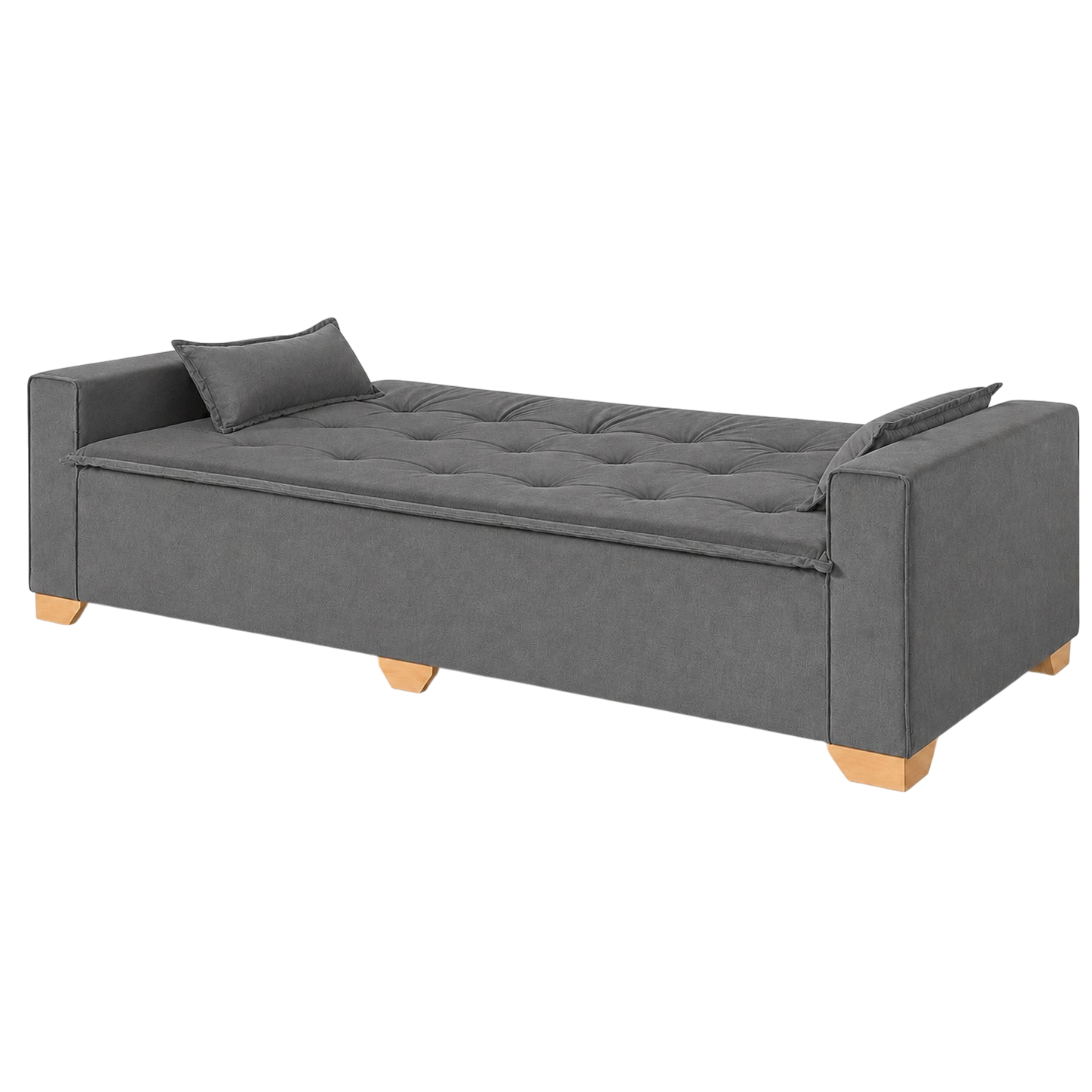 Sofá Cama Canadá 2,18 m Veludo Cinza 195 – TOP ESTOFADOS