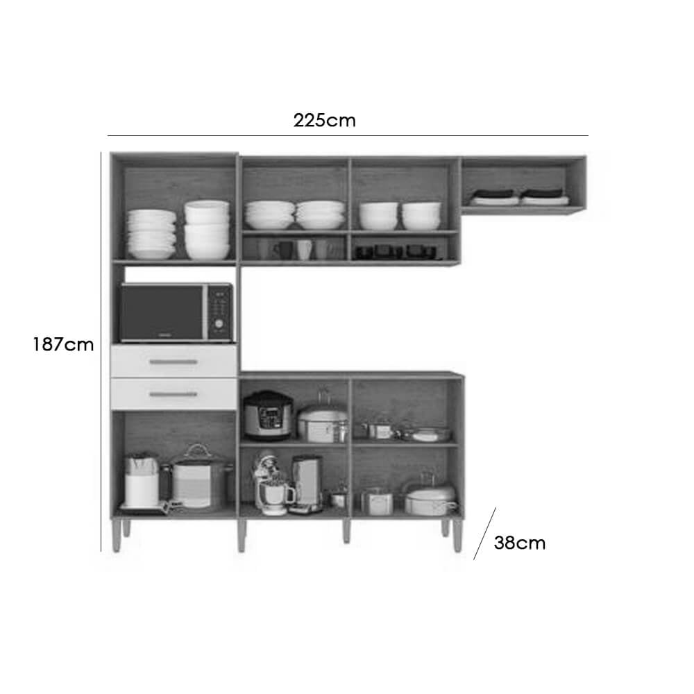Armário de Cozinha Fortaleza 7 Portas 2 Gavetas Atualle - Móveis furniture