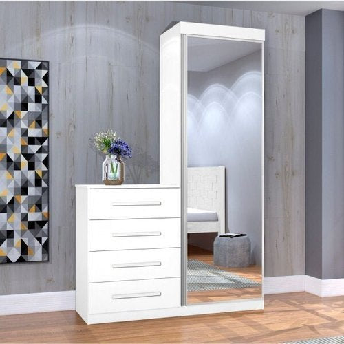 Comoda Multiuso Thor 4G1P com Espelho Branco - Móveis furniture