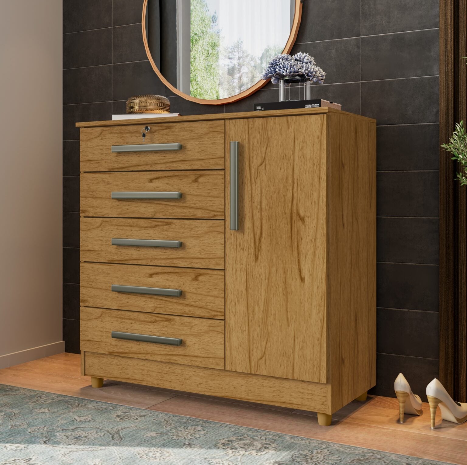 Cômoda com Sapateira Vitória Mel - Móveis furniture