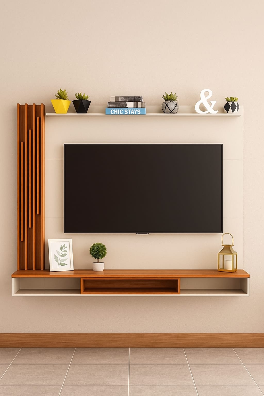 Painel Aston 55″ – Off White/Cedro