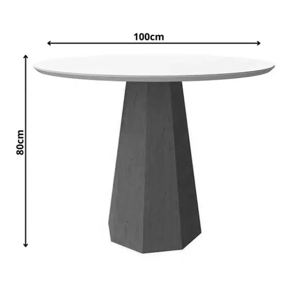 Mesa Isis COM Vidro Redonda 100cm New Ceval