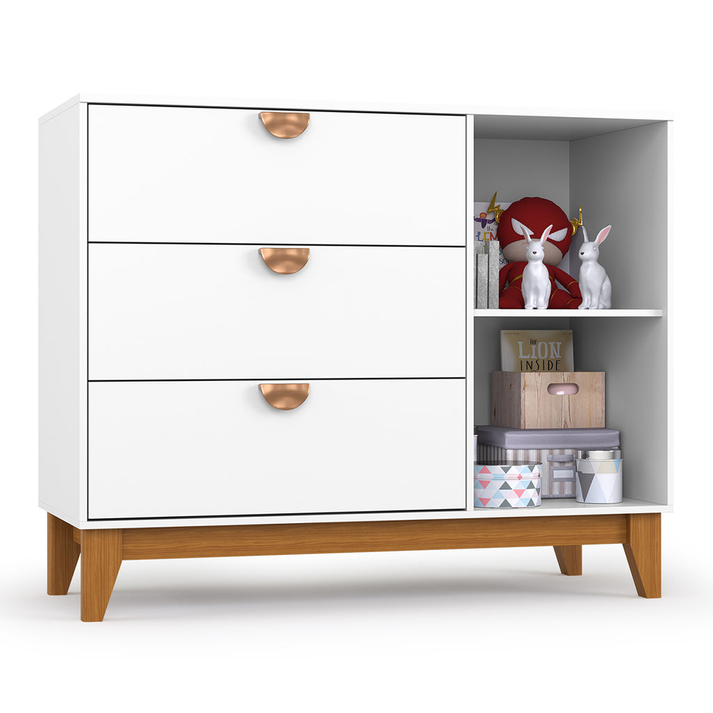 Cômoda 3 Gavetas com Porta Magia Branco – BATROL MÓVEIS