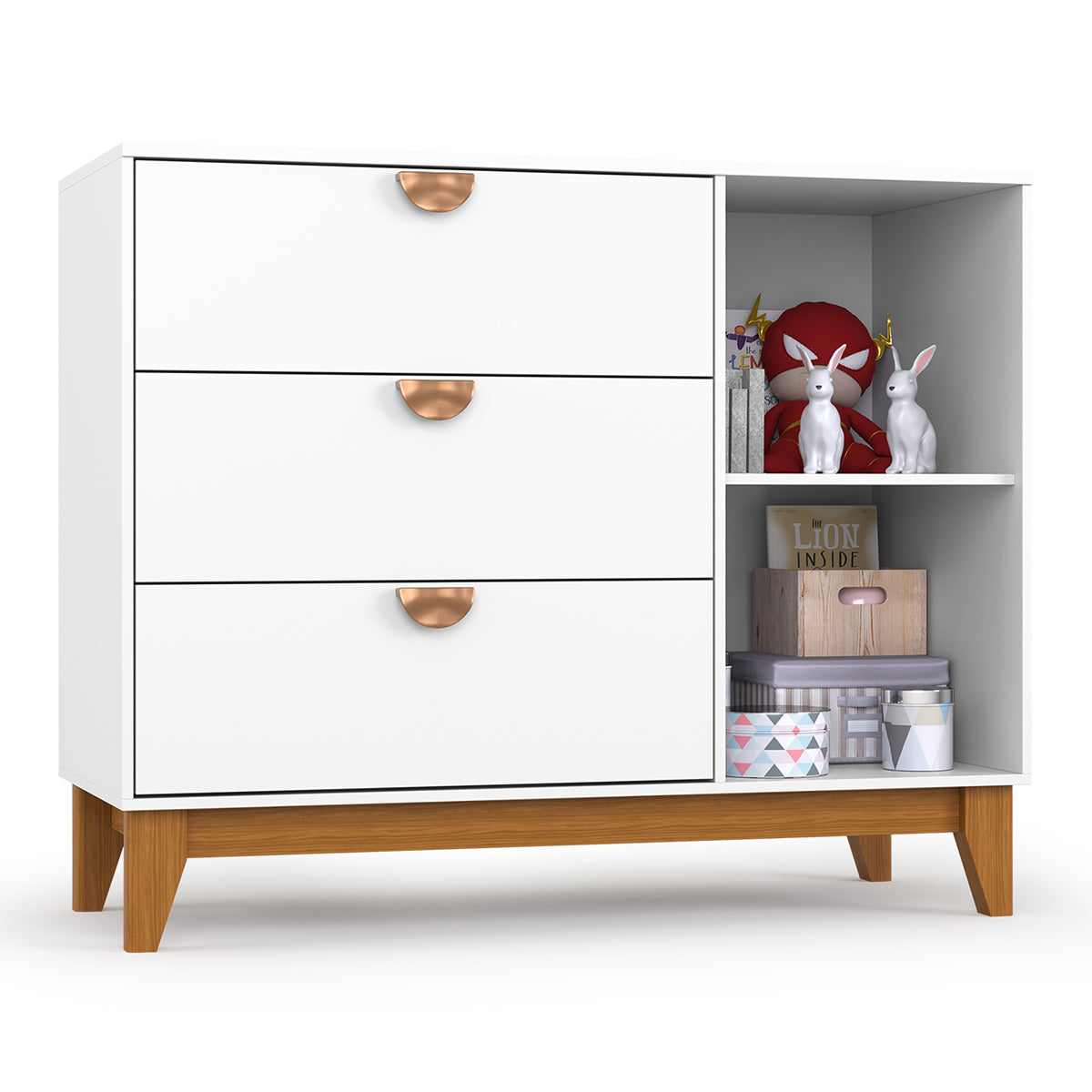 Cômoda 3 Gavetas com Porta Magia Branco – BATROL MÓVEIS