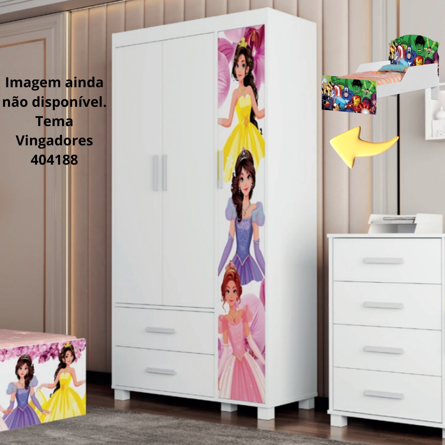 Guarda-Roupa 4 Portas Lívia 0,89 m (Menino) Vingadores 404188 – MADEC/VJ MÓVEIS