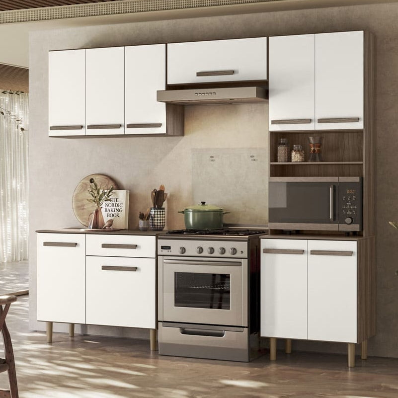 Cozinha Lemon Carvalho Nature/Off White Cristal - Móveis furniture