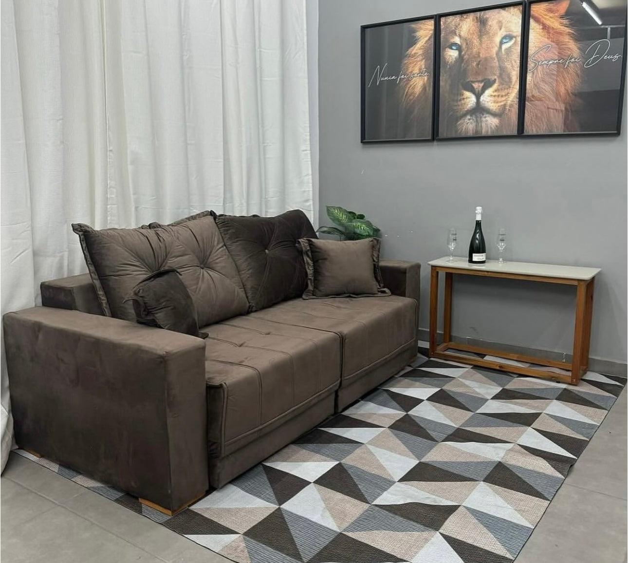 Sofá Pop Retrátil com Almofadas Soltas 3 Lugares Tecido Veludo 200cm Vicam - Móveis furniture