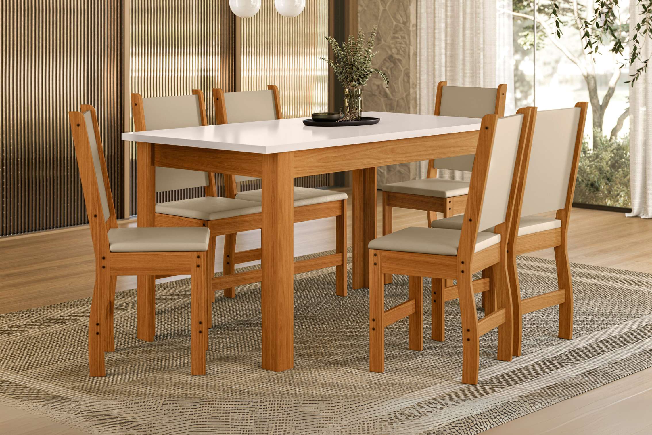 MESA BELLAGIO 150 C/6 CAD CLARA FR/OFF – POLIMAM