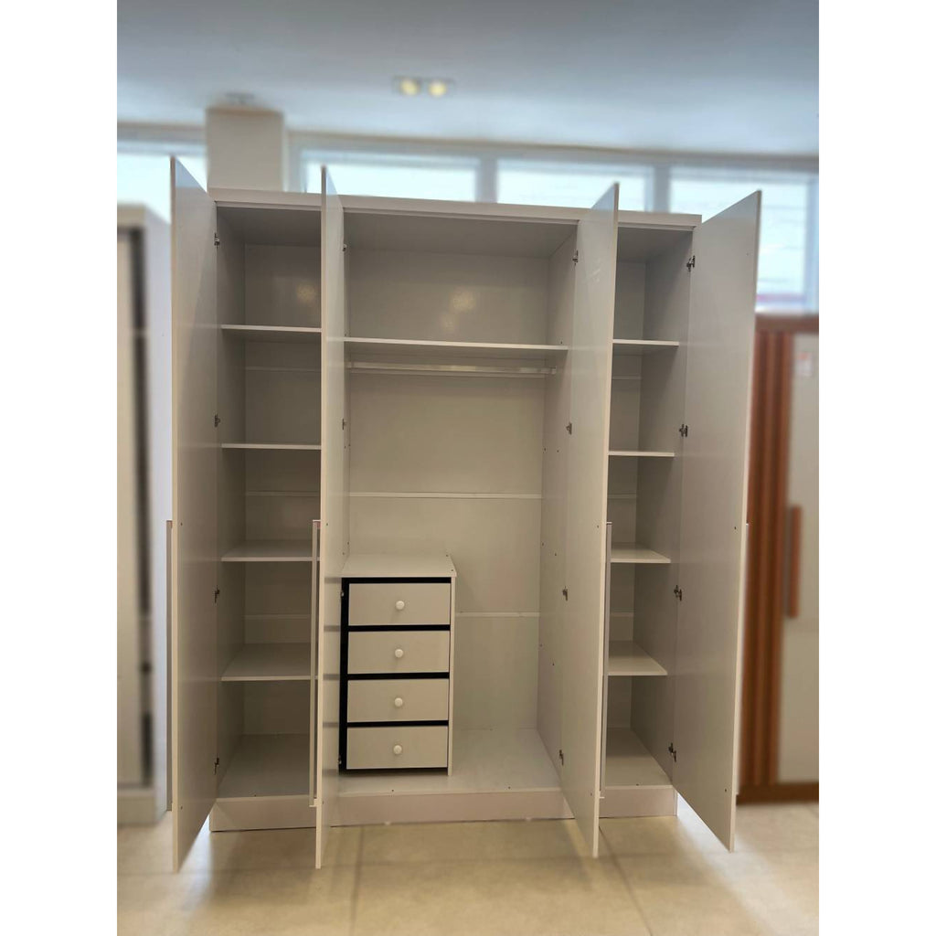Guarda Roupa Sevilla 4 Portas c/ 4 Gavetas Tcil Móveis - Neve - Móveis furniture