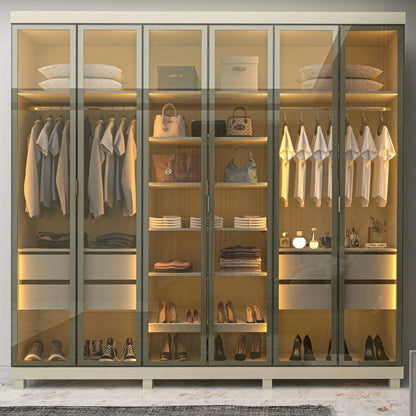 Guarda-Roupa Imperatriz 2,30 m 6 Portas/6 Reflecta Off White – GELIUS