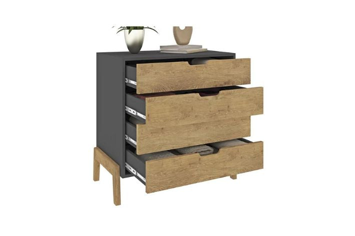 COMODA WOOD 1600 4 GAV GRAFITE – FELLICCI - Móveis furniture