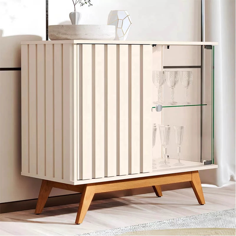 Buffet Açai Luxo Ripado com 2 Portas larg. 0.92m Perola JB Bechara - Móveis furniture