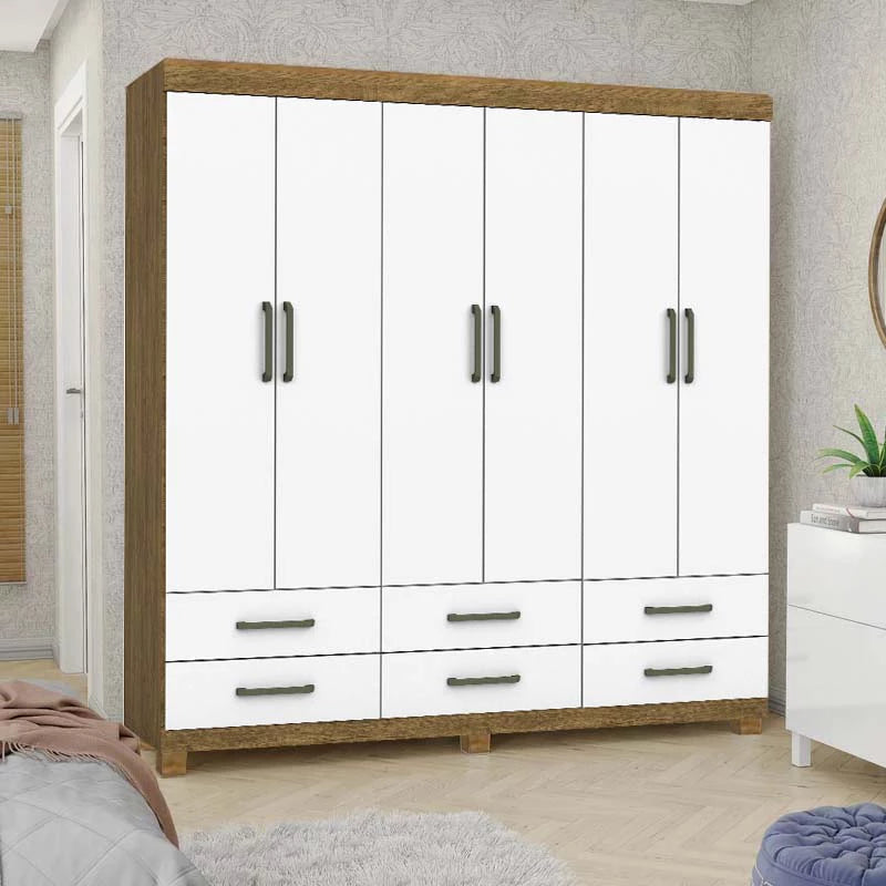 Guarda Roupa Dallas Casal 6 Portas 6 Gavetas - Móveis furniture
