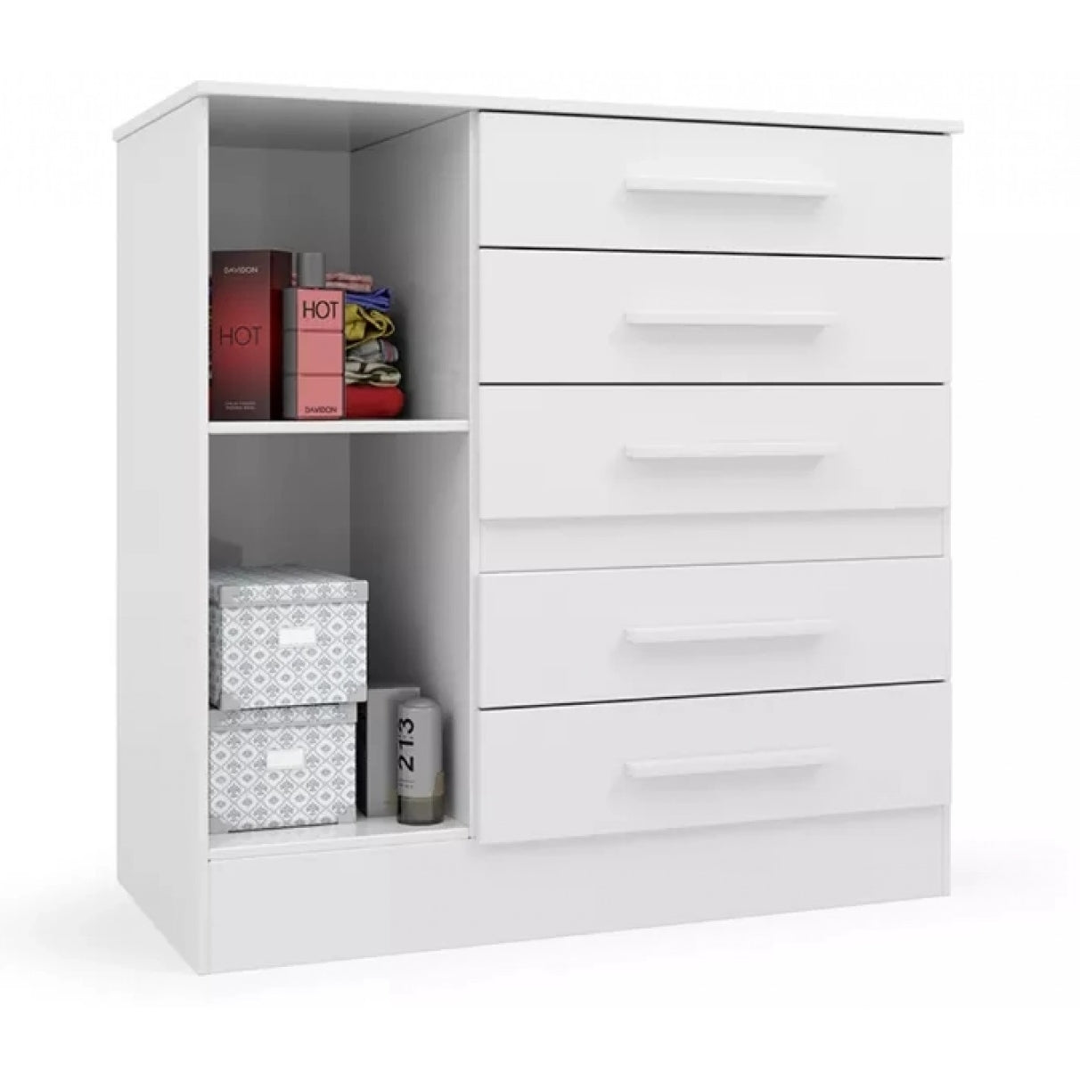 Cômoda 5 Gavetas com Sapateira Advantage Branco – BATROL MÓVEIS - Móveis furniture