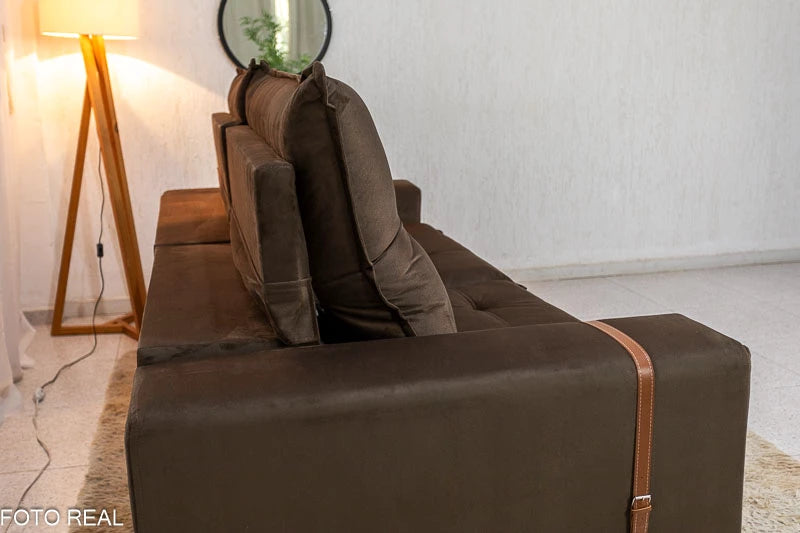 Sofá Retrátil Reclinável Santiago Veludo Marrom 524 Larg. 2.50m - Molas Ensacadas