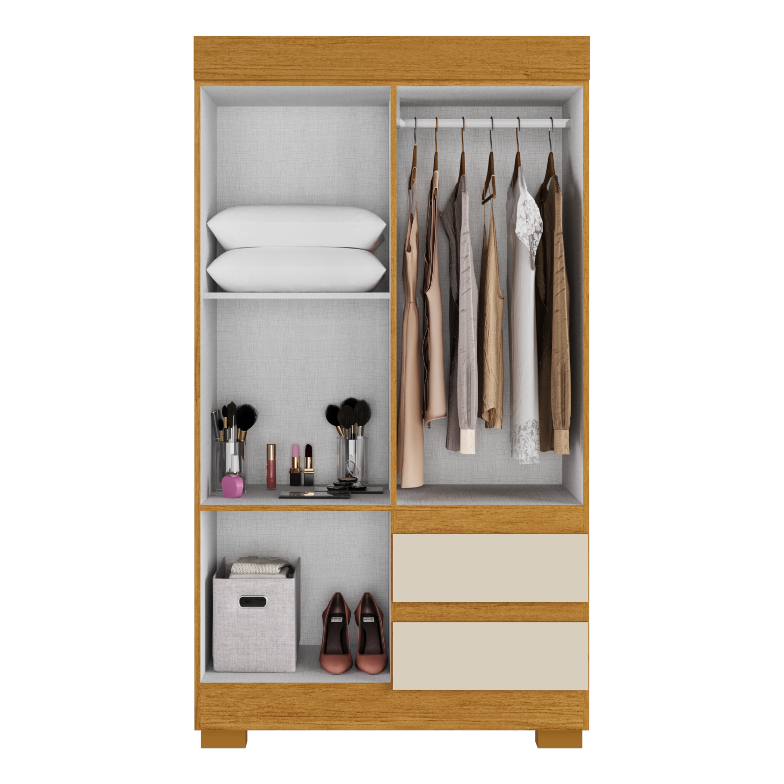 Guarda-Roupa 4 Portas Maya 0,998 m Cinamono/Off White – ACP MÓVEIS - Móveis furniture