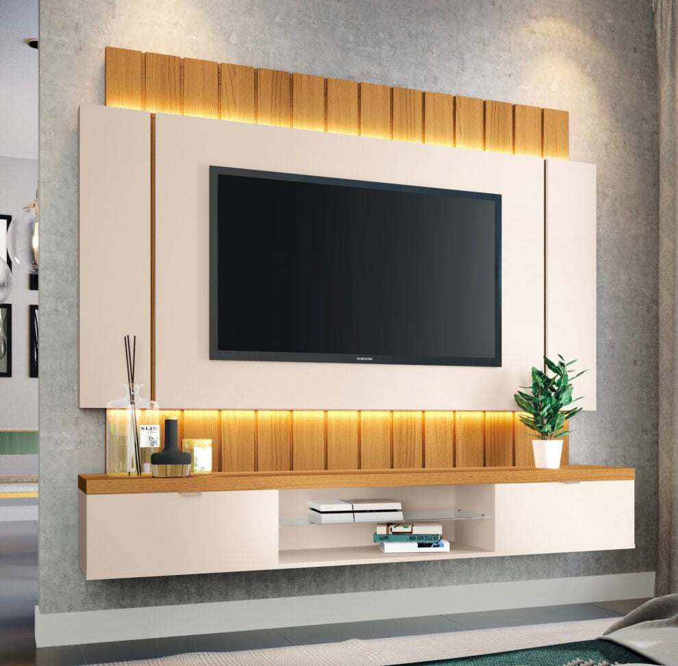 Home Suspenso até 55″ Ilusion 1.8 Off White/Cinamono - Móveis furniture