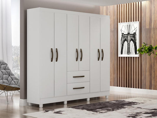 Roupeiro Estrela 6P2G c Pes Branco - Móveis furniture