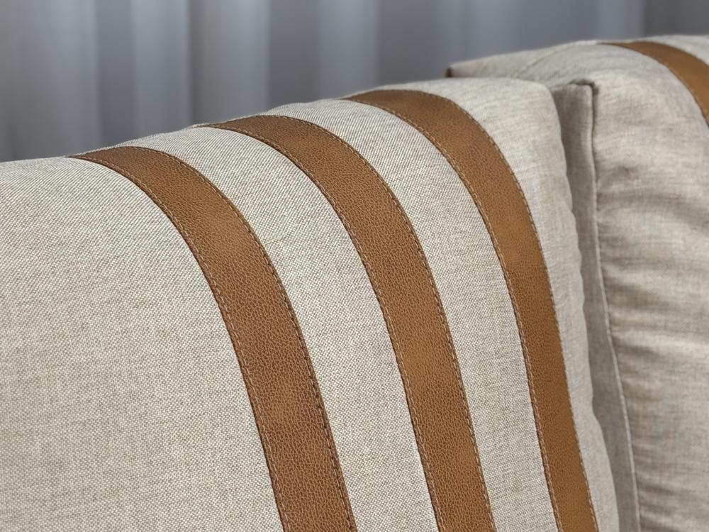 Sofa Cama Dominic 1.40m – Bege Linho/Marrom Courino