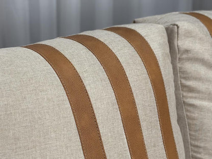 Sofa Cama Dominic 1.40m – Bege Linho/Marrom Courino