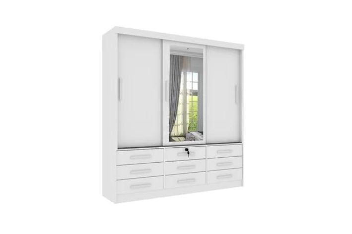 GUARDA ROUPA CHICAGO 3PTS C/ESP 9GAV BRANCO NEVE – TCIL