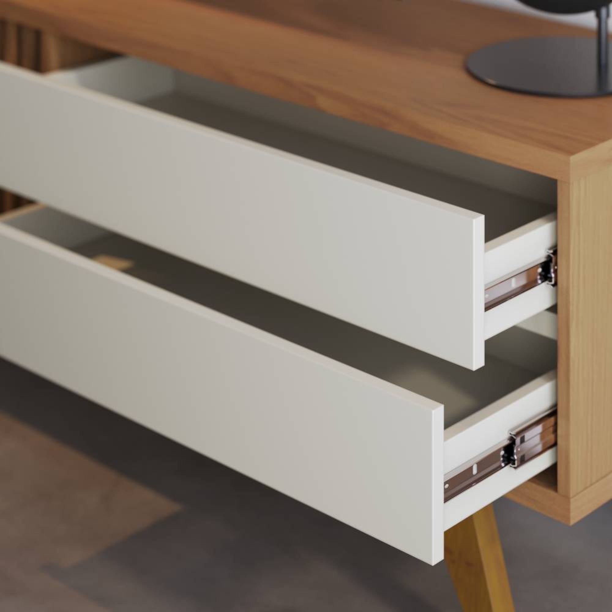 Rack Bancada Veneza para Tvs até 75" - Freijó/off White Matte - Móveis furniture