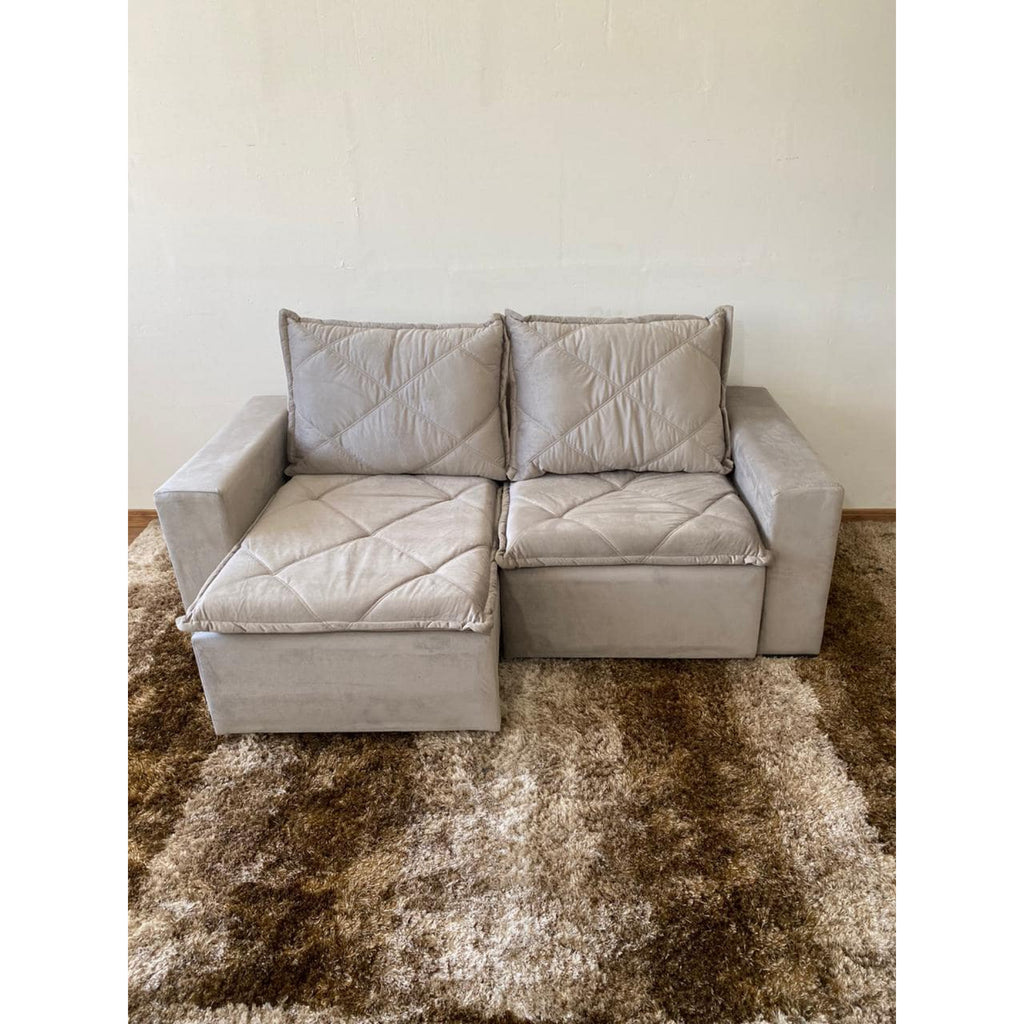 Sofá Retrátil Dubai 184 cm - Liso Bege - Móveis furniture
