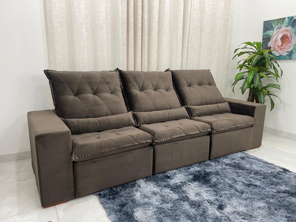 Sofá Retrátil Reclinável Las Vegas 2.70m – Marrom - Móveis furniture