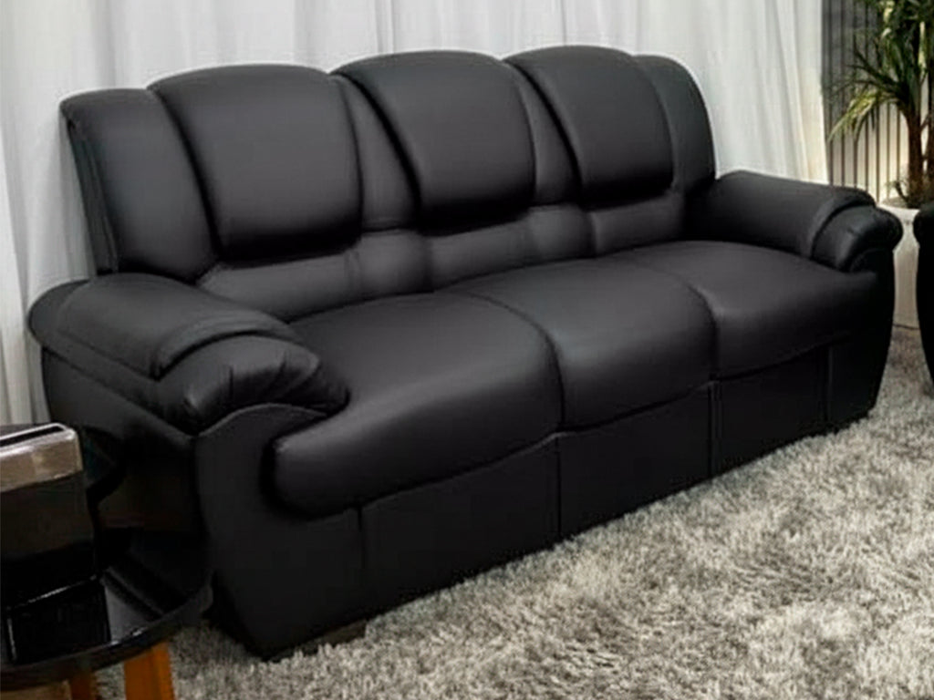 Sofá 2 e 3 Lugares Corino Preto Mônaco