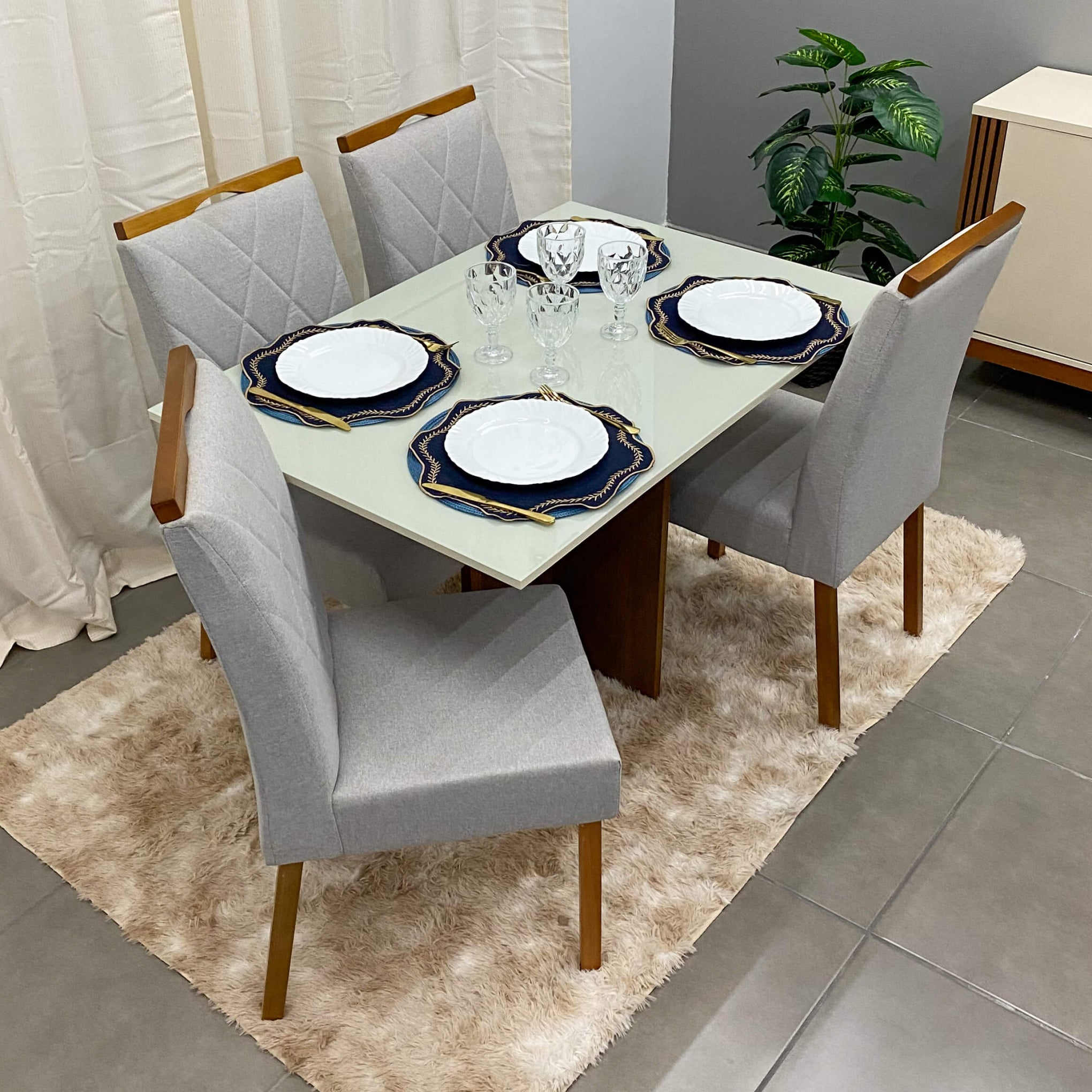 Mesa de Jantar Los Angeles 120x80cm com 4 Cadeiras - Móveis furniture