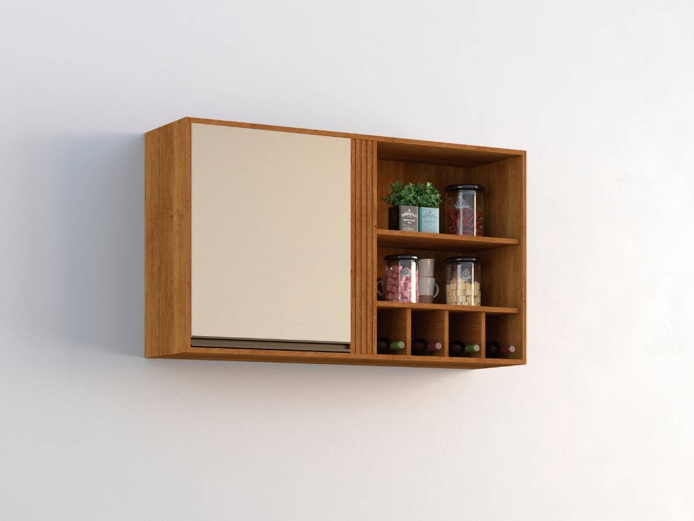 Armário de Cozinha Aéreo Pérola 1,20 – Cinamomo/Off White - Móveis furniture
