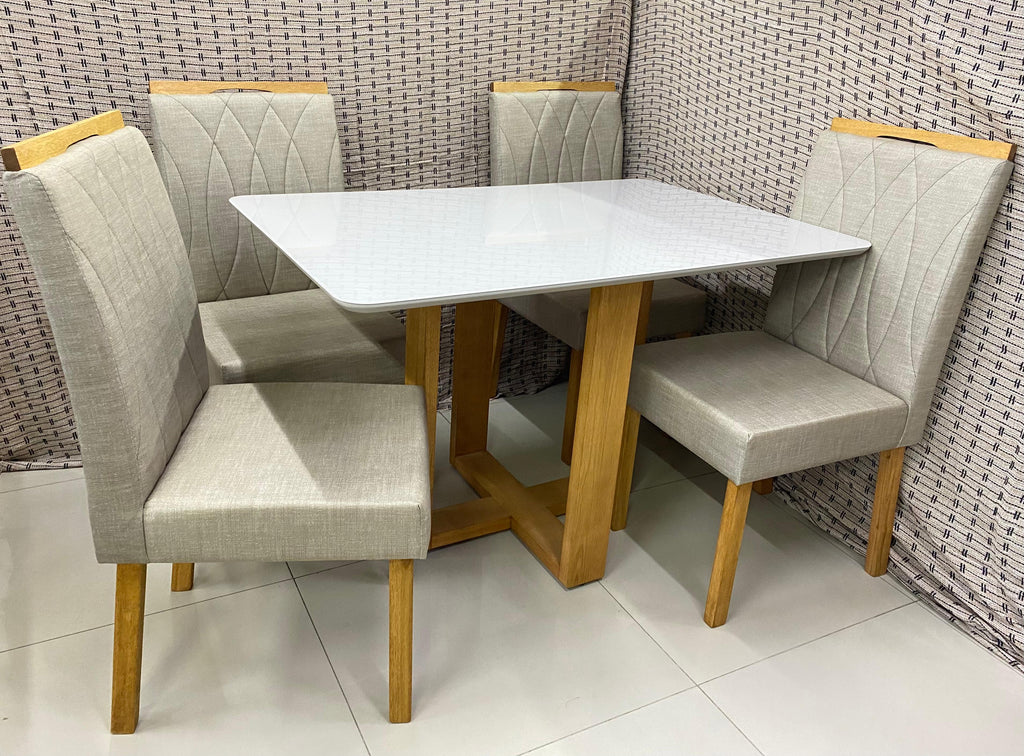 Mesa Pietro.Evelin 120x80 Tampo Malaga MDF.Vdr e Base Evelin Imbuia Mel.Off White Carvalho Decor - Móveis furniture